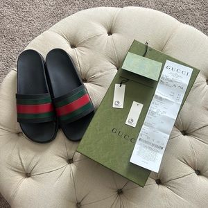 AUTHENTIC mens Gucci slides. Worn a few times like new condition.  SZ 13